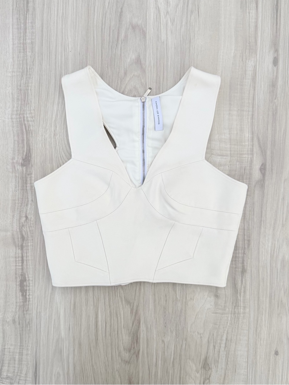 Kimora Lee Simmons structured white crop top